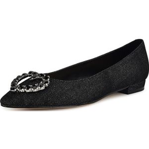 NINE WEST Dames-harten ballerina's, Black Denim 001, 36 EU