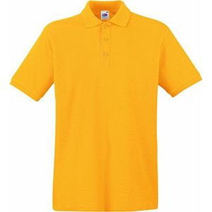 Fruit of The Loom Premium poloshirt - slimme katoenen top met 3 knopen - Zonnebloem (2XL)