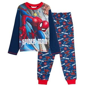Marvel Spiderman-pyjama voor jongens, Avengers volledige lengte, pyjamaset, T-shirt + loungebroek met manchetten, marineblauw, 3-4 jaar
