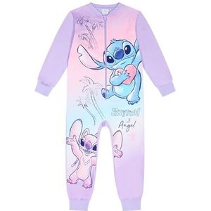 Disney Meisjes Lilo en Stitch Fleece Slaappakje Stitch and Angel Kids Onesie, Paars, 9-10 jaar