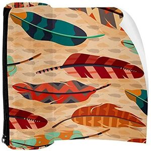 Potlood Case Pen Tas Houder met Rits Coin Organizer Tassen Make-up Cosmetische Pouch voor Vrouwen Tiener Meisjes Jongens Kinderen, Boho Veer Patroon Etnische Stijl