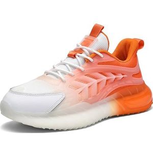 Mode sneakers trainingsschoenen for heren dames, ultralichte outdoor casual sportschoenen ademende antislip loopschoenen (Color : Orange, Size : 42 EU)