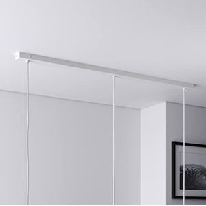 Rechthoekige baldakijn voor lamp, lengte 1100 mm, met 3 kabelopeningen (L 110 x H 2,5 x B 5 cm), wit, ideaal voor lange eettafel