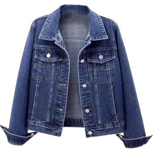 Pegsmio Dames denim jas lente herfst lange mouw overjas losse denim knop uitloper jeans jassen, Blauw, L