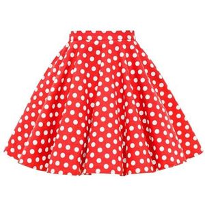 BlackButterfly Kinderen Vintage Jaren `50 Volle Cirkel Meisjes Schommel Rok (Rood - Stippel, 7-8 jaar)