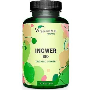 Vegavero BIOLOGISCHE GEMBER capsules | 650 mg met gingerol | 100% biologische kwaliteit | Veganistisch en zonder toevoegingen | 120 capsules