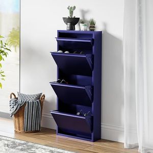 [en.casa] Schoenenkast Sokndal met kleppen metalen kast met bovenblad