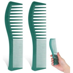 Xizhiwan lens haarkam, 2 stuks 7 inch twee-tanden kapperskam voor mannen en vrouwen, professionele kapperskam met brede en fijne tanden voor al het haar, baard e