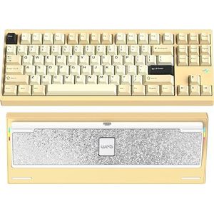 WOBKEY Crush 80 Reboot CNC aluminium 5-seconden snelsluiting, drievoudige verbindingsmodi, mechanisch toetsenbord met uitstekende akoestiek (Pro geel)
