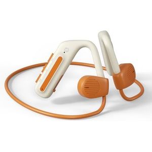 Avantalk Clan S1 - Bluetooth open-ear hoofdtelefoon met wrap around oorhaak en nekband voor sport en fietsen, veilige pasvorm, draadloze oordopjes met ingebouwde bediening, 15 uur speeltijd, oranje en