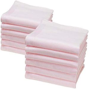 Merrysquare - Mini Zakdoeken – Lilliput Model - Klein Formaat 23cm x 23cm - 12 Stuks - 100% Katoen (Lichtroze)