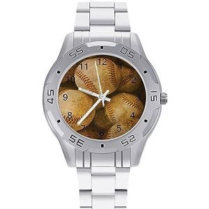 Vintage Baseball Mannen Polshorloge Mode Sport Horloge Zakelijke Horloges Met Roestvrij Stalen Armband, Stijl, regular