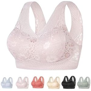 KIKIATA Orthopedische anti-verslapping beha voor dames, ademende push-up draadloze beha, beha's voor vrouwen, comfortabele naadloze beha, draadloze alledaagse bh's met hoge ondersteuning (roze, 4XL)