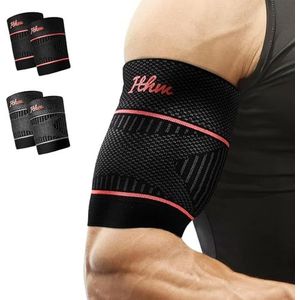 ITHW Biceps tendinitis brace biceps brace (1 paar) -biceps compressie mouw-bovenarm triceps & biceps ondersteuningsbrace voor pijnverlichting, herstel van spierspanningen, revalidatie of trainingen