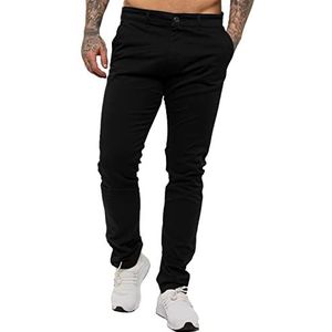 989Z�é ENZO Heren skinny slim fit chino's stretch broek broek, Zwart, 32W / 32L