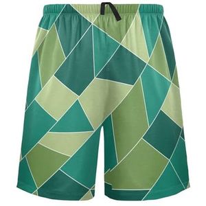 LI ZHI XIN Herenpyjamabroek, korte pyjamabroek, zomer casual shorts, elastische tailleband met trekkoord, rechte losse pasvorm met 2 zakken, S-XXL onregelmatige geometrische patronen, Meerkleurig, S