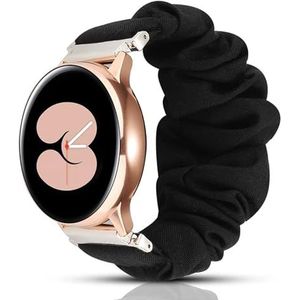 EDVENA Elastische nylon loopriem Compatibel met Samsung Galaxy Horloge 4 40mm 44mm Band Scrunchies Armband for Samsung Galaxy Watch4 Classic 42 / 46mm (Color : Black, Size : 20mm)
