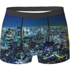 EdWal Atletisch herenondergoed met Tokyo City print, ondergoed voor heren, boxerslip, zacht ondergoed, Zwart, XXL