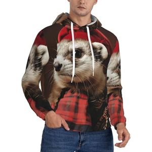 Jkkghll Franse Mode Model Fretten Print Mannen Hooded Warme Lichtgewicht Trui Voor Winter Herfst En Lente Casual Wear, Zwart, XS