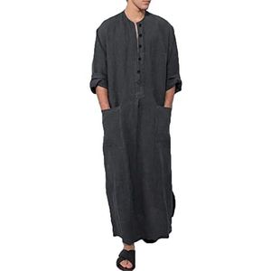 Mens Etnische Kaftan Gewaden Moslim Midden-oosten Saudi Arabische Gewaad Islamitische Dubai Lange Mouw Marokkaanse Thobe