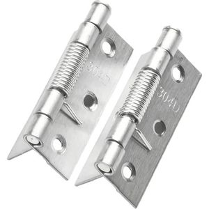 Deurveerscharnier, Veerbelaste scharnieren, verpakking van 2 stuks, roestvrij staal, zilver, 2-4 inch(4inch)