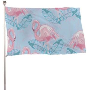 Flamingo En Hibiscus Patroon Mode Vlaggen Met Messing Doorvoertules Voor Tuin Indoor Buiten Decor 35x59 inch