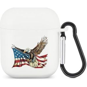 American Pride Ea-gle Leuke Case voor AirPods 2&1 Schokbestendige Beschermende Hoofdtelefoon Gevallen Cover Met Sleutelhanger voor Mannen Vrouwen
