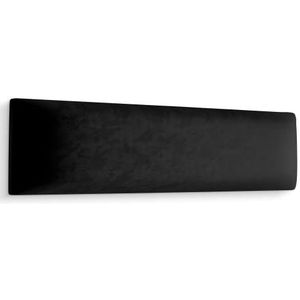 Muralo Fluwelen wandkussen, stoffen bekleed paneel, slaapkamer, woonkamer, bed, wandkussen, bedhoofdeinde, lendenkussen, modern, luxe, zwart, 90 x 15 cm