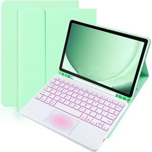 Toetsenbordhoes voor iPad Pro 13-inch (M4) 2024, 7-Kleuren Achtergrondverlichting, Magnetisch Afneembaar Draadloos Toetsenbord met S-Penhouder,Groen