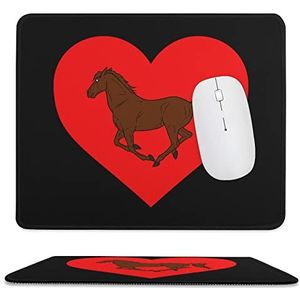 Galopperend paard met hart muismat antislip muismat rubberen basis muismat voor kantoor laptop thuis 9,8 x 11,8 inch