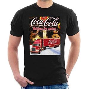 Coca Cola Truck Kerstmarkt Heren T-Shirt - zwart - XL