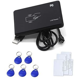 YAVIS RFID Smart ID-kaartlezer USB 125KHz Proximity Contactloze kaartlezer Plug en Play + 5st EM4100 / TK4100 keyfobs + 5st rfid-kaarten