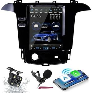 Android 15 Autoradio Navi voor F-ord S-Max Galaxy 2007-2015 12.1 ""Screen Car Multimedia Player met Carplay GPS Navigatie Bluetooth 5.0 HIFI FM 5G-WiFi SWC DSP MIC Camera,4g+64g