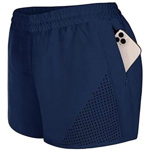 Sneldrogende Sport Shorts voor Vrouwen Elastische Taille Losse Fit Gym Running Shorts Ademend Zomer Shorts, Blauw, L