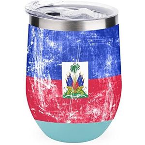 Vintage Haïti Vlag Geïsoleerde Tumbler met Deksel Leuke Roestvrij Staal Koffie Mok Duurzaam Thee Cup Reizen Mok Groene Stijl