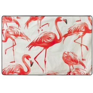 YJxoZH Flamingo's Op Witte Print Home Decor Tapijten, Voor Woonkamer Keuken Antislip Vloer Tapijt Ultra Zachte Slaapkamer Tapijten