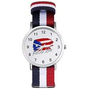 Vintage Puerto Rico Vlag Casual Heren Horloges Voor Vrouwen Mode Grafische Horloge Outdoor Werk Gym Gift