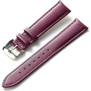 LUGEMA Horloge lederen band mannen en vrouwen zakelijke band rood bruin blauw 14mm 16mm 18mm 20mm 22mm 24mm lederen horloge accessoires (Color : Purple, Size : 15mm)