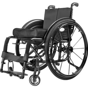 PP-Vic Elektrische Sportrolstoel -Opvouwbare Aluminium Rolstoel Met Verstelbare Voetensteun En Zithoogte,Schokabsorberende Trolley Met Handrem En Snel Los Te Maken Achterwielen,Black 38cm/15in