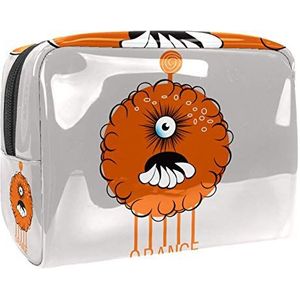 Make-uptas PVC toilettas met ritssluiting waterdichte cosmetische tas met grappige cartoon robot oranje voor dames en meisjes