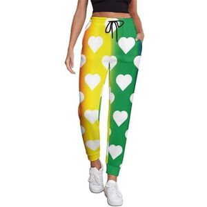 Witte Harten op LGBT Regenboog Vrouwen Joggingbroek Running Joggers Broek Casual Broek Elastische Taille Lange Met Zakken