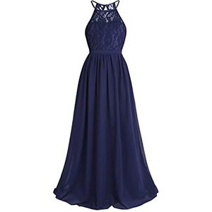 CHICTRY Feestelijke meisjesjurken lange bruidsmeisjesjurken kinderen jurken bruiloft party prinses bloemenmeisje jurk maat 104-176, Donkerblauw, 152-164