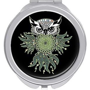 Bohemian Owl Dream Catcher Compacte Spiegel Ronde Pocket Make-up Spiegel Dubbelzijdige Vergroting Opvouwbare Draagbare Hand Spiegel