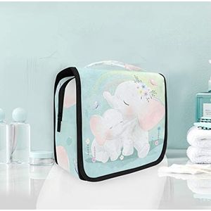 Hangende opvouwbare toilettas schattige olifant moeder baby make-up reizen organizer tassen tas voor vrouwen meisjes badkamer