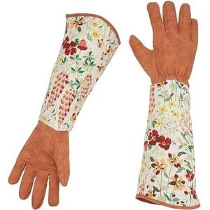 Rose Snoeihandschoenen For Mannen En Vrouwen Lange Doornbestendige Tuinhandschoenen Ademende Lederen Handschoen Beste Tuincadeau (Color : Sun Flower Brown)