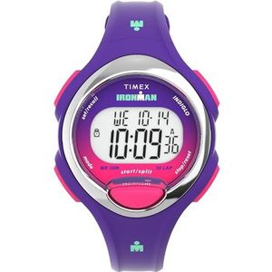 Timex Vrouwen Ironman Essential 30 34mm horloge - blauwe band digitale wijzerplaat blauwe kast, Paars/Digitaal/Paars, Modern