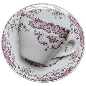 Keramische Beker Middeleeuwse koffiekop en schotel Retro keramische kop Cadeau Afternoon Tea Dessert Cup Set Europese stijl delicate waterbeker Koffiekopjesset(Red)