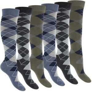 Footstar (6 paar kniekousen voor dames en heren, gestreept, kniehoge sokken met patroon, jeans, 43/46 EU