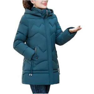 Pegsmio Dames Winterjas Middelbare Leeftijd Moederkleding Hooded Parka's Losse Dikke Warme Rits Parka Uitloper, Donkerblauw a, L