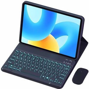 Toetsenbordhoes voor HUAWEI MatePad Pro 12.2 (2024), 7-Kleuren Achtergrondverlichting, Magnetisch Afneembaar Draadloos Toetsenbord,zwart